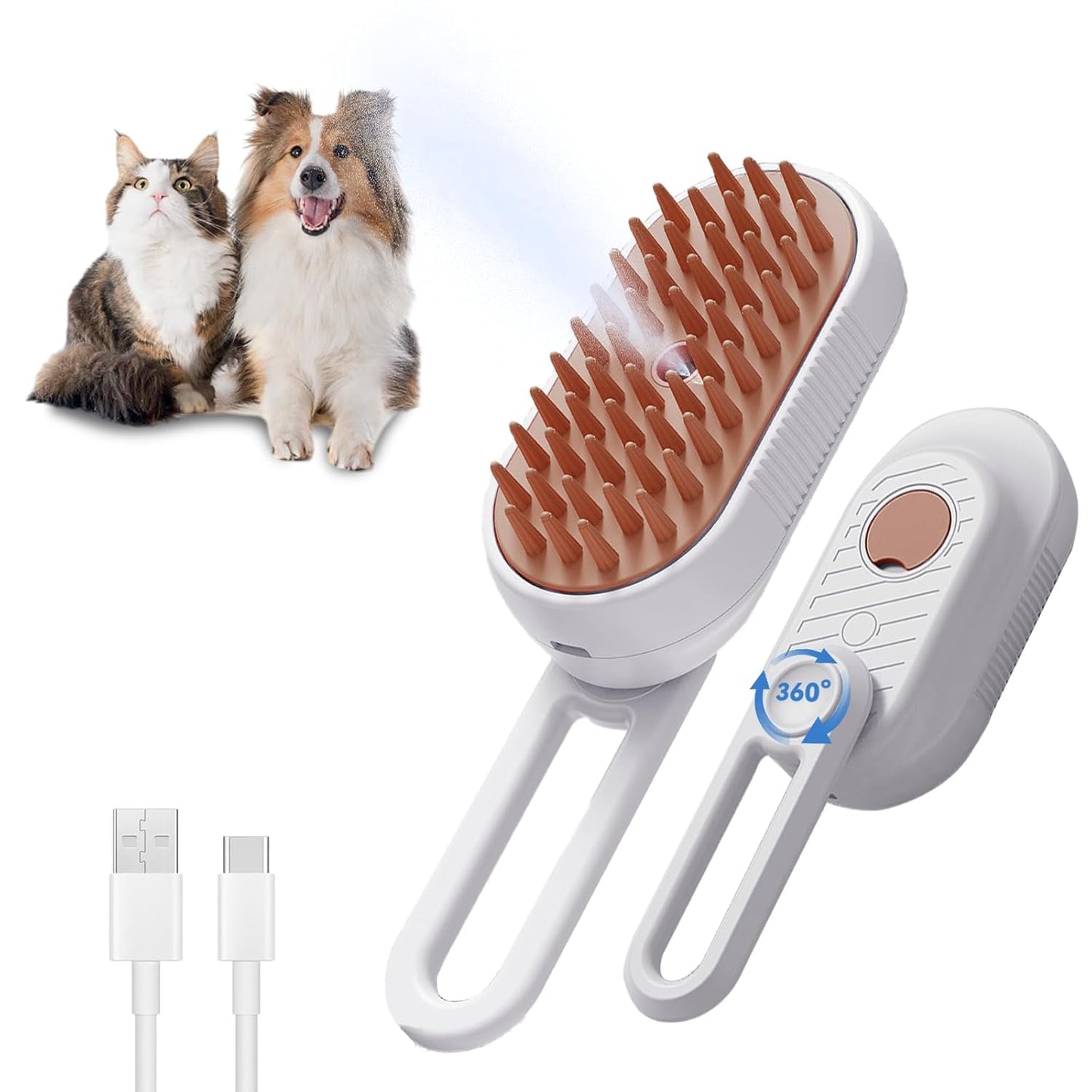 Brosse anti-poils à vapeur pour animaux